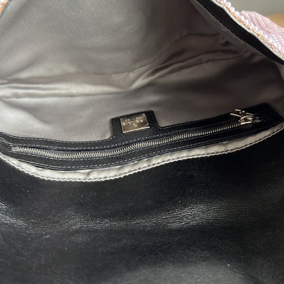 FENDI lavender beaded trimmed pony hair baguette bag - Picture 5 of 5